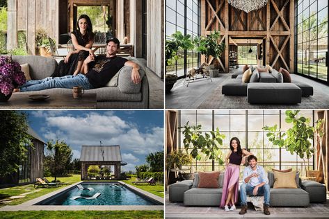 Mila Kunis and Ashton Kutcher’s Modern Rustic Farmhouse - Los Angeles, California Mika Kunis Ashton Kutcher House, Aston Kutcher And Mila Kunis House, Ashton Kutcher House, Mila Kunis House, Aston Kutcher, Mila Kunis And Ashton Kutcher, Inside Celebrity Homes, Garage Warehouse, Prefab Houses