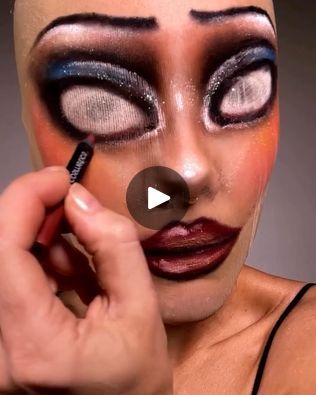 1M views · 2.7K reactions | Creepy Doll Halloween Makeup 😳💋 | Well I'm gonna have nightmares now 😅😳 | By Tyla | a stocking, lots of makeup, and
bundles of talent. The final result feels like
it's watching you even after you've looked away. We warned
you. Creepy Doll Halloween Costume Diy, Old Creepy Pictures, Scary Doll Makeup Halloween, Stocking Makeup, Stocking Mask, Scary Doll Makeup, Doll Halloween Makeup, Creepy Doll Makeup, Broken Doll Makeup