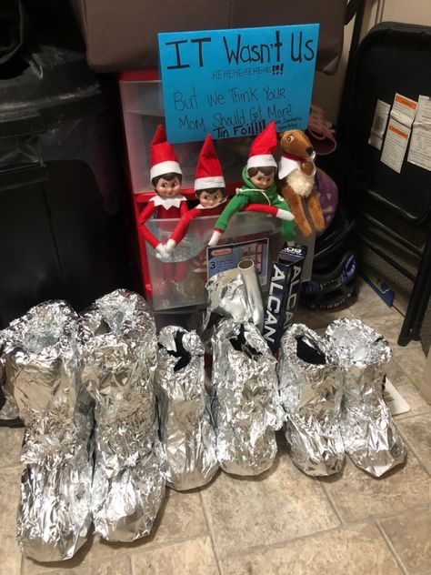 Elf On The Shelf Tin Foil, Kids Winter Boots, Elf Activities, Tin Foil, Shelf Ideas, On The Shelf, The Kids, Elf On The Shelf, Winter Boots