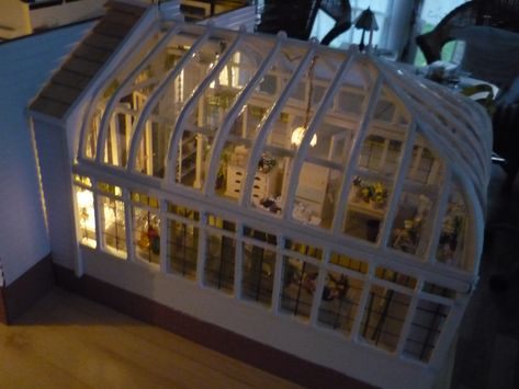 practical magic conservatory | Conservatory with lights                                                                                                                                                                                 More Practical Magic Conservatory, Green House Connected To House, Practical Magic Dollhouse, Practical Magic Greenhouse, House Conservatory, What Is A Conservatory, Practical Magic Movie, Practical Magic House, Magical House