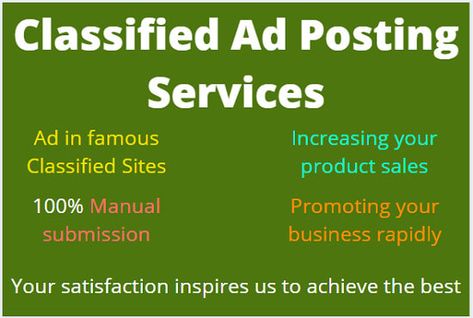 I will do high quality free classified ad posting in USA Wordpress Landing Page, Job Website, Book Editing, Sales Ads, Post Ad, Ecommerce Marketing, Free Classified Ads, Youtube Marketing, Free Ads