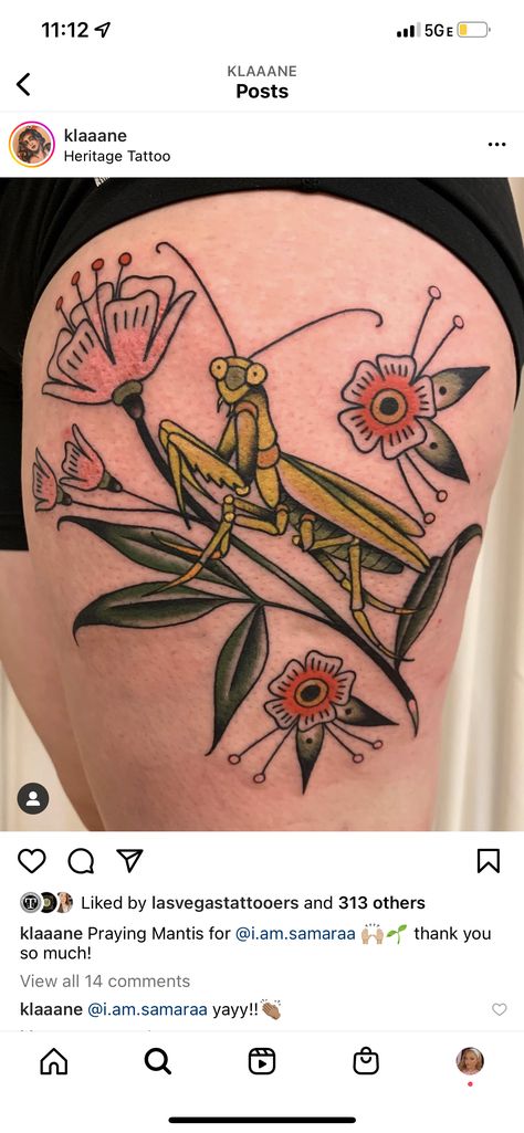 Praying Mantis Tattoo Traditional, Praying Mantis Tattoo, Mantis Tattoo, Tattoo Traditional, Praying Mantis, Matching Tattoos, Tattoo Inspo, Traditional Tattoo, I Tattoo