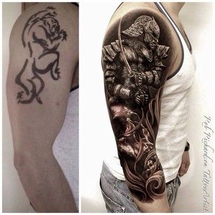 33 Tattoo Transformations That Prove Change Is A Good Thing. Most are good some are not as much this is amazing Shoulder Cover Up Tattoos, Cover Up Tattoos Before And After, Cover Up Tattoo Ideas, Up Tattoo Ideas, Arm Cover Up Tattoos, Cover Up Tattoos For Men, Tattoo Ideas Males, Best Cover Up Tattoos, Half Sleeve Tattoos For Guys