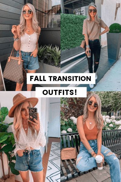 14 Fall transition outfits you need in your closet! Rounding up some cute fall outfits that are easy to recreate! All of these fall outfit are both casual and trendy! Also, all these outfits can easily be transitioned from summer to fall. All of these fall outfits are from 2020 and there are also in stock! #falloutfits #falltransitionoutfits #falloutfit2020 #cutefalloutfit Cute Warm Weather Fall Outfits, End Of Summer Early Fall Outfit, Fall Outfits For Hot Days, Fall Outfits With Shorts Casual, Fall Hot Day Outfit, Fall Outfits When It’s Hot Outside, Cute Summer To Fall Transition Outfits, Between Summer And Fall Outfits, Transitional Fall Outfits Casual