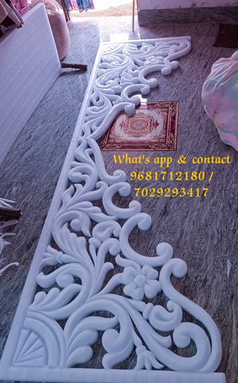 Thermacol Art And Craft, Thermocol Design, House Pillar Design, Thermocol Craft, Styrofoam Art, Jali Design, Foam Carving, Jaali Design, Ganpati Bappa Photo