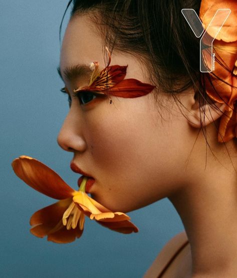 ▲ Editorial Floral Shoot, Floral Editorial Shoot, Flower Editorial Photography, Orchid Photoshoot, Flower Photoshoot Editorial, Futuristic Photoshoot, Yoon Young Bae, Flower Portrait, Flower Model