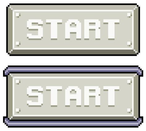 Pixel Start Button, Ui Buttons, Start Button, Button Game, Metallic Style, Cute Laptop Wallpaper, Game Interface, Pixel Games, 8 Bits