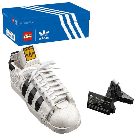 LEGO adidas Originals Superstar (10282) Officially Announced - The Brick Fan Lego Adidas, Toy Block, Best Lego Sets, Sneaker Lovers, Sneakers Looks, Buy Lego, Adidas Originals Superstar, Lego Creator, Lego Models