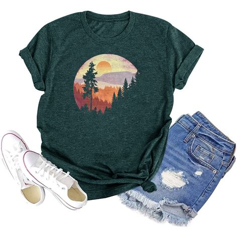 PRICES MAY VARY. Material: Made From Premium and Super Soft Cotton Blend, Womens Tree Vintage Pine Tshirt is Cozy. Features: Women Retro Sun Print T Shirt ; Tree Vintage Pine Tshirt ; Skinny Trees Womens Graphic Tees; Wanderlust Shirts; Lake Life tee Graphic Tee; Casual Short Sleeve Top. Occasion: School, Work, Sports, Beach or Daily Life, Great to Wear As Casual Street Style T-shirt. Pair It with Denim Shorts or Jeans and So On. Daily wear: It Can Be Called A Versatile T-Shirt, Not Only Can Be Pumpkin Graphic Tee, Vintage Style Tshirts, Cute Tshirts Women, Hippy Shirts, Fun Graphic Tees, Tshirt Prints, Tree Tshirt, Camping Tshirt, Printed Tee Women