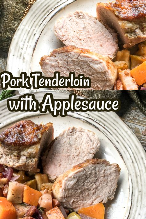 Pork Tenderloin With Applesauce, Applesauce Pork Tenderloin, Pork Tenderloin Crockpot, Tenderloin Crockpot, Apple Pork Tenderloin, Butternut Squash Casserole, Crockpot Pork Tenderloin, Oven Roasted Cauliflower, Slow Cooker Pork Tenderloin