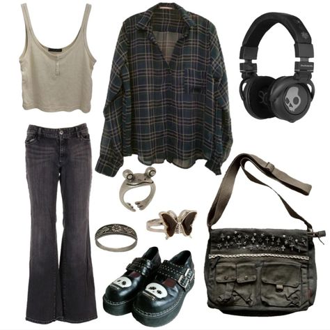 Y2k, messenger bag, Bella swan, Oxford shoes, headphones, twilight, Y2k Messenger Bag, Twilight Outfits, Mode Grunge, Mode Hippie, 2000s Fashion Outfits, Bella Swan, Zooey Deschanel, New Rock, Swaggy Outfits