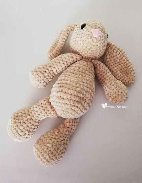 Crochet Rabbit Free Pattern, Bunny Amigurumi Pattern, Velvet Bunny, Lovey Crochet, Bunny Lovey, Crochet Toys Free, Bunny Amigurumi, Animal Knitting Patterns, Velvet Yarn