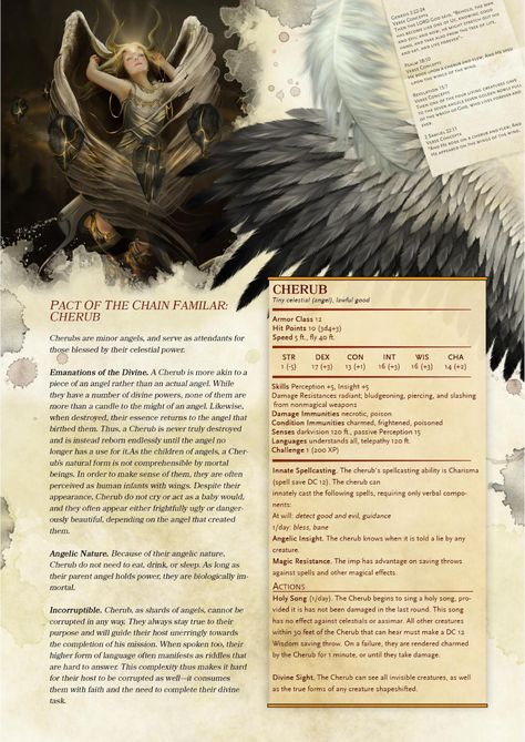 ”Compendium of Angels” excerpt part 2:  Warlock Cherub Familiar, Pact of the Shroud, and Invocations, Sorcerer Meta Magic, and Barbarian Totem of the Ram by Strider T Angel Dnd 5e, Dnd Angel, 5e Monsters, Dnd Monster, Monster Manual, Dnd Stats, Dnd Races, Dnd Classes, Dungeons And Dragons 5e