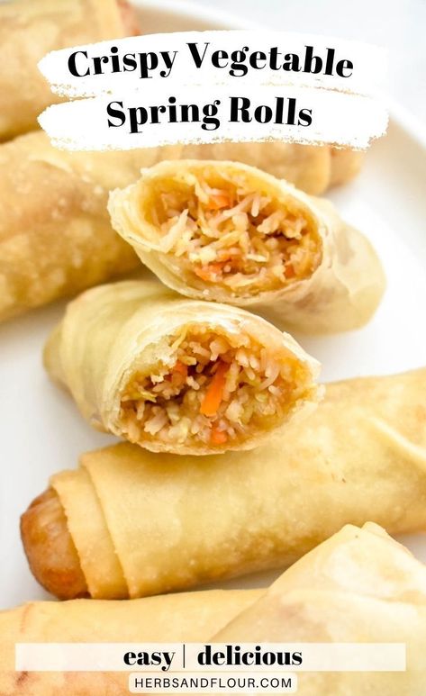 Make a takeout favorite at home using this Crispy Vegetable Spring Rolls recipe! These delicious, flaky spring rolls are stuffed with fresh vegetables and vermicelli noodles to produce the tastiest snack or appetizer to accompany your meals. Spring Rolls Vegetable, Vegetable Spring Roll Recipe, Easy Spring Rolls Recipe, Easy Spring Rolls, Baked Orange Chicken, Spring Rolls Recipe, Veggie Spring Rolls, Fry Bake, Fried Spring Rolls