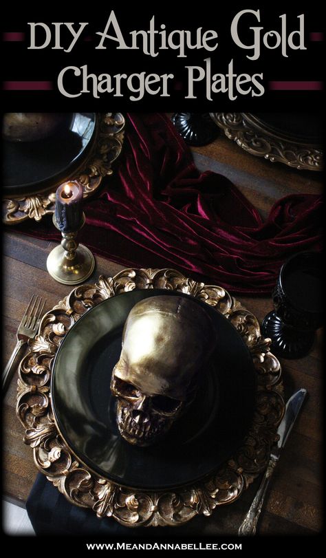 Zombie Cupcakes, Gothic Table, Witches Tea, Skull Wine, Gold Charger Plate, Annabel Lee, Gold Chargers, Halloween Party Dinner, Black Lampshade