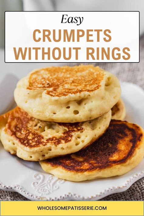 How to Make Crumpets without Rings - Wholesome Patisserie English Crumpets Recipe, Crumpets Recipe Easy, How To Make Crumpets, Crumpets Recipe, English Crumpets, Homemade Crumpets, Crumpet Recipe, Comfy Food, Griddle Cakes