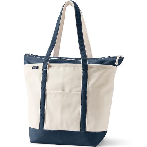 PRICES MAY VARY. Durable & Stylish: A timeless classic this zip tote bag is perfect for carrying snacks yoga clothes and almost anything else. Made from 100% cotton canvas. Spot clean air dry. Well Constructed: Wide felled seams on this spacious canvas tote bag allow it to stand upright keeping the contents safely inside. It can even hold up to 500 pounds. We've tested it so load it up! Splash Safe: The water-repellent base and trim on our zip canvas tote will protect your stuff if it's set down Lands End Tote, Plus Fours, How To Buy Land, Small Tote, Travel Tote, Life Is An Adventure, Canvas Tote Bag, Zip Top, Lands End