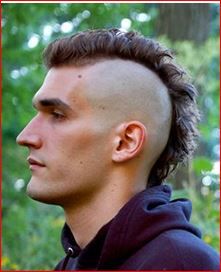 Punk Mohawk Men, Mowhak Hairstyle Viking, Modern Mohawk Men, Guy With Mohawk, Skull Mohawk, Fluffy Mohawk Punk, Short Mohawk, Punk Mohawk, Mohawk For Men