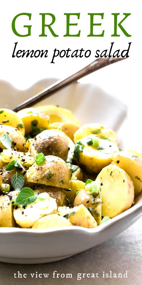 Lemon Potato Salad, Mayo Alternative, Greek Lemon Potatoes, Mediterranean Flavors, Lemon Salad, Potato Salad With Egg, Classic Potato Salad, Greek Potatoes, Easy Potato Salad