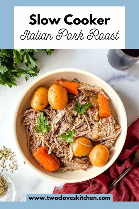 Italian Pork Roast, Fall Slow Cooker Recipes, Pork Roast Recipe, Italian Pork, Slow Cooker Italian, Slow Cooker Pork Roast, Potatoes And Carrots, Italian Herbs, Pork Roast Recipes