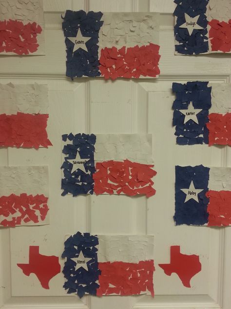 Texas Flag Torn Paper Craft Texas Flag Craft, Texas Art Projects For Kids, Texas Crafts Preschool, Texas Crafts For Kids, Crafts Toddlers, Farm Room, Texas Crafts, Room Crafts, Texas Theme