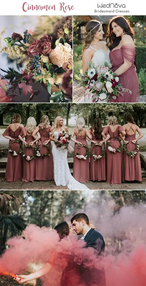 10 Trendy & Romantic Cinnamon Rose Bridesmaid Dresses and Wedding Ideas - WedNova Blog Cinnamon Rose Bridesmaid, Casual Bridesmaid, Maroon Bridesmaid, Yellow Bridesmaid, Cinnamon Rose, Fall Bridesmaids, Dresses Gold, Fall Bridesmaid Dresses, Rose Bridesmaid Dresses