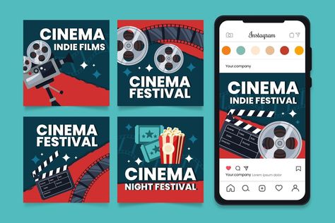 Free Vector | Flat design cinema festival instagram posts Vip Experience, After Movie, Festival Design, Instagram Design, Insta Posts, Post Design, Instagram Template, Flat Design, Social Media Post