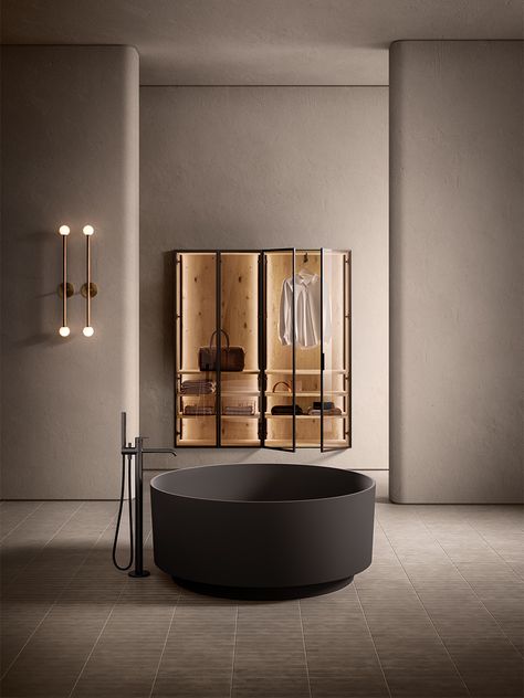 Strato H - Inbani Minimal Bathroom Ideas, Recessed Cabinet, Emperador Marble, Neoclassical Architecture, Beige Marble, Norm Architects, Wood And Marble, Bathroom Spa, Bathroom Collections