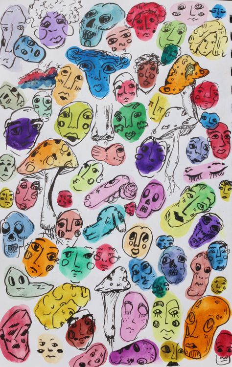 Weird Watercolor, Watercolor Faces, Blob Art, Kindness Art, Watercolor Face, Colorful Notebooks, Scribble Art, Abstract Watercolor Art, Publication Design