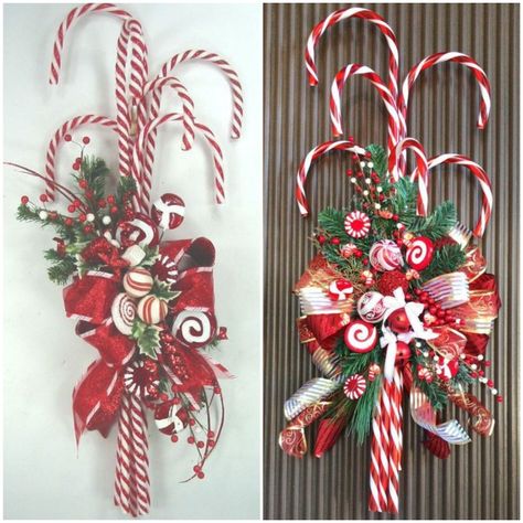 Christmas Candy Cane Decorations, Candy Cane Crafts, Candy Cane Decorations, Holiday Wreaths Diy, Peppermint Christmas, Decorating For Christmas, Christmas Decorations Wreaths, Party Candy, Christmas Themes Decorations