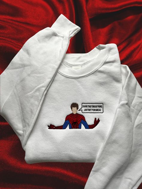 Bread Embroidery, Marvel Clothes, Spider Man No Way Home, No Way Home, Embroidery Sweater, Disney Hoodies, Blue Knit Sweater, Fire Fits, Embroidery Sweatshirt