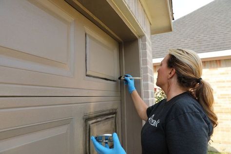 Faux Wood Garage Door Diy, Garage Doors Ideas, Old Masters Gel Stain, Old Garage Door, Faux Wood Garage Door, Decor Makeover, Wood Garage, Garage Diy, Garage Door Types