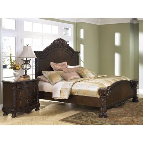 Chapell Panel Headboard North Shore Bedroom Set, Dark Brown Bedrooms, Frame Bedroom, Ashley Furniture Bedroom, Canopy Bedroom Sets, Ashley Bedroom, Dark Wood Bedroom, Cheap Bedroom Furniture, Canopy Bedroom