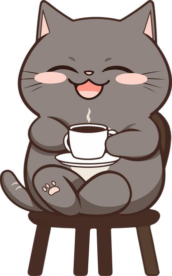 Illustration of a cute cat drinking coffee. The kitten is sitting on a chair. Anime cat. Cat Drinking Coffee, A Cute Cat, Coffee Illustration, Cat Drinking, Drinking Coffee, Anime Cat, Cat Sitting, Photo Library, Bubble Tea