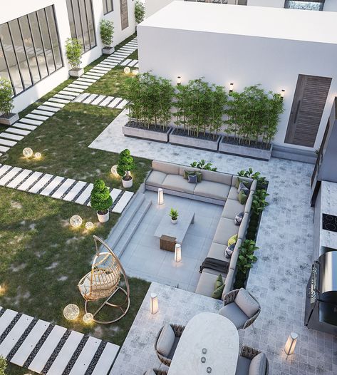 Courtyard Landscaping Ideas, Roof Terrace Design, Terraced Landscaping, Roof Garden Design, Rooftop Design, Courtyard Design, Rooftop Terrace Design, Modern Backyard Landscaping, Garden Villa