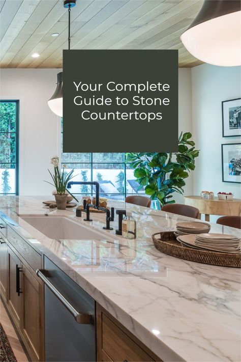 Everything you need to know about stone countertops. From types to cost to installation, this is your guide. Stone Countertop Types, Types Of Stone Countertops, Affordable Stone Countertops, Trending Kitchen Countertops 2023, Quartize Stone, Types Of Countertops Kitchen Counters, Natural Stone Countertops Kitchen, Inexpensive Countertop Ideas, Kitchen Stone Countertops