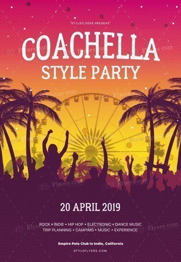 Coachella Poster Design, Coachella Invitation, Coachella Party Theme, Coachella Poster, Coachella Party Ideas, Coachella Tickets, Coachella Theme Party, Coachella Theme, Coachella Party