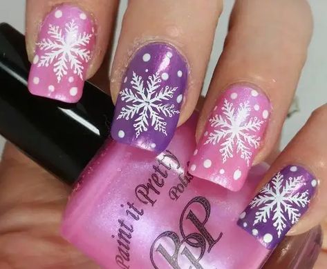 75+ Stunning Winter Nail Art Designs for the Christmas Holidays - HubPages Purple Nails For Winter, Square Dip Nail Designs, Purple New Years Nails, Purple Winter Nail Designs, Winter Purple Nails, Purple Xmas Nails, Pink And Purple Nails Designs, Christmas Nails Purple, Holiday Nails Pink