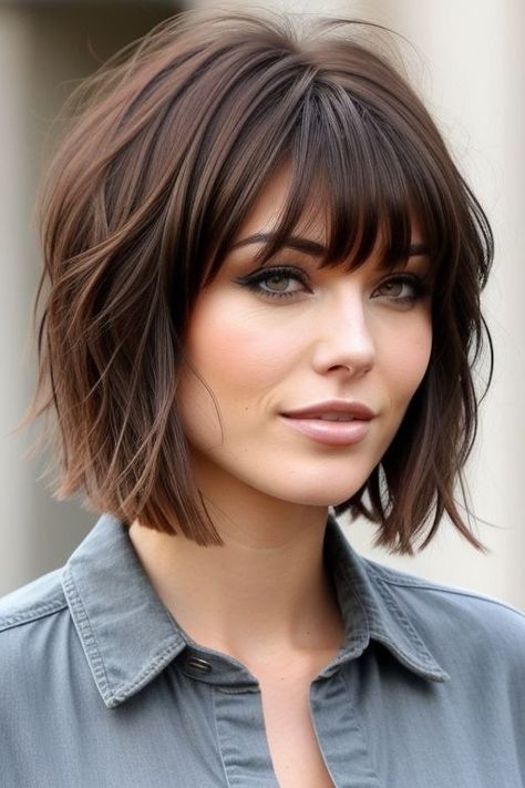 27+ Adorable Bangs Hairstyles Perfect for Short Hair 5 Women Short Hair With Bangs, Short Straight Haircuts With Bangs, Short Hair Styles With Bang, Short Forehead Bangs, Short Length Haircut With Bangs, Brown Short Hair With Bangs, Edgy Bob With Bangs, Short Hair Bangs Layers, Short Bob With Bangs For Fine Hair