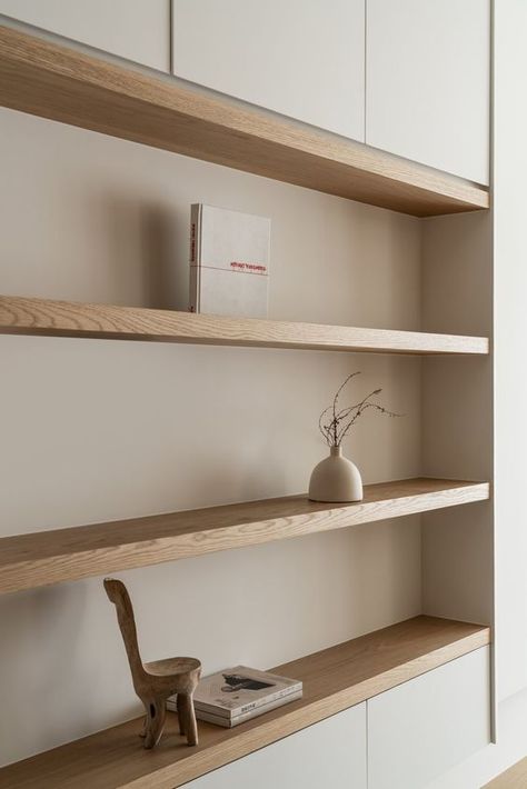 KS10 — MUJIE DESIGN Scandinavian Shelves, Built In Shelves Living Room, Shelf Decor Living Room, Study Room Design, Joinery Design, Shelving Design, Room Shelves, Living Room Scandinavian, Built In Shelves