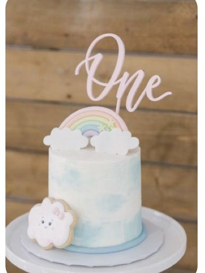 Sky Birthday Cake, Rainbow Name Tags, Rainbow Baby Birthday, Pool Party Kids, Rainbow First Birthday, 1st Birthday Girl Decorations, Pastel Party, Party Trends, Somewhere Over The Rainbow