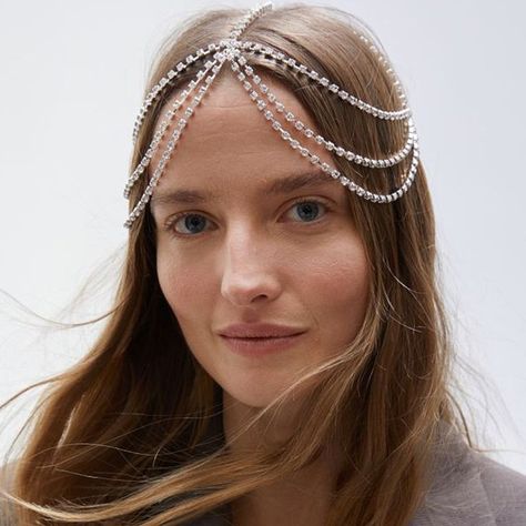 Layered Fringe Hair Accessories Rhinestone Forehead Jewelry Crystals For Women Fashion Headwear Chain Headpiece Layered Fringe Hair, Beaded Headpiece, Headwear Fashion, Chain Headpiece, Tiara Headpieces, Headpiece Diy, Hair Chains, Headband Jewelry, Headpiece Jewelry