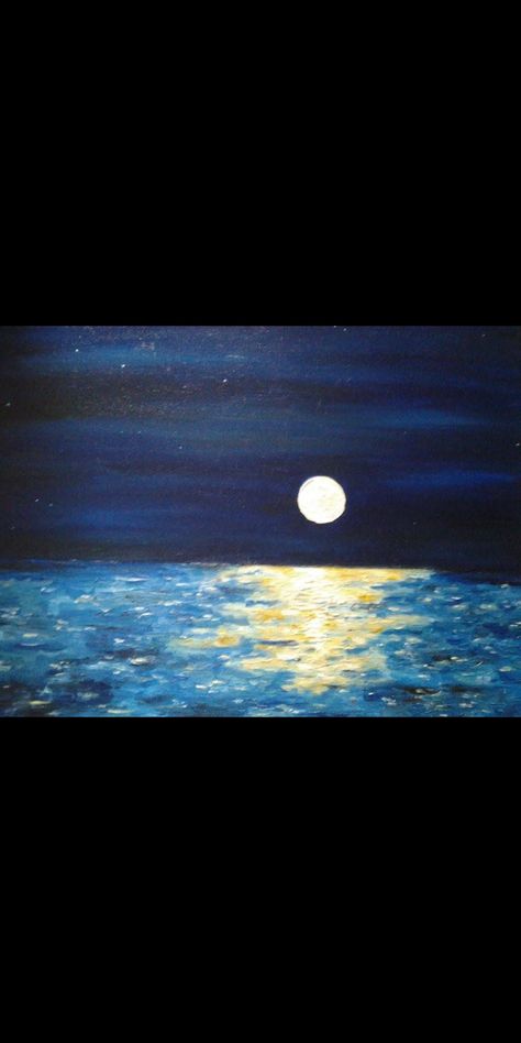 Original oil painting, 2012, 16x20, Heidi Belkholm, moon over water Moonlight On Water Painting, Moon Water Painting, Moon Over Water, Paintings Easy, Reflection Painting, Lake Painting, Energy Art, Moon Pictures, Watercolor Paintings Easy