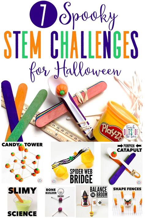 Third Grade Stem Projects, Second Grade Halloween Activities, Halloween Stem Activities Elementary, Third Grade Halloween, Halloween Stem Challenge, Halloween Stem Activities, Spooky Science, Steam Lab, Stem Art