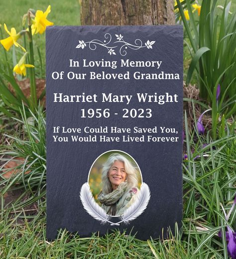 Personalised Photograph Natural Slate Memorial Grave Marker with Photo Feather Design 3 Sizes Available FS35 by SlateworkSigns on Etsy Memory Garden, Memorial Plaque, Grave Memorials, Grave Marker, Feather Design, Design Photo, Extreme Weather, Quality Photo, In Loving Memory