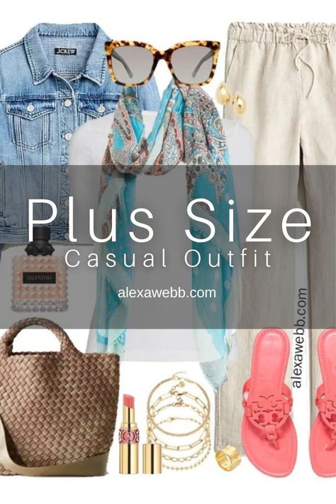 A plus size linen pants outfit for spring into summer. Alexa Webb Linen Pants Outfit Summer Plus Size, How To Style Linen Pants Plus Size, Work Outfits Women Spring 2024, Plus Size Summer Outfits 2024, Linen Pants Outfit Plus Size, Plus Size Spring Outfits 2024, Plus Size Linen Pants Outfit, Plus Size Casual Summer Outfits, Summer Work Outfits Curvy