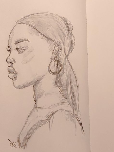 African Sketches Drawing, Girl Side Profiles Black Drawing, Sketch Side Profile, How To Draw Side Profile, Side Profile Reference Drawing, Side Profile Drawing Reference, Side Profile Sketch, Side Profile Art, Drawing Side Profile