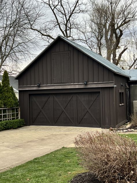 Brown Shed, Barn Colors, Shed Door, Shed Colours, Shed Doors, Barn Ideas, House Exterior, Dark Brown, Black And Brown