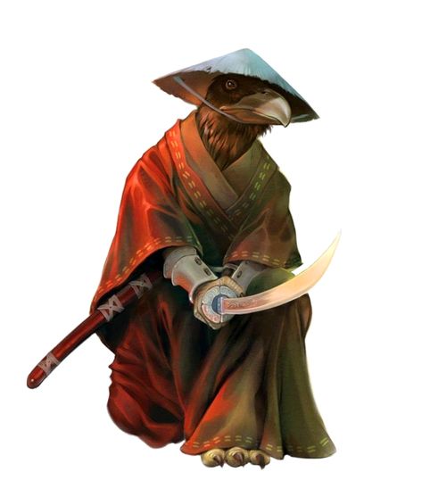 Male Tengu Samurai Warrior Fighter - Pathfinder 2E PFRPG PFSRD DND D&D 3.5 4E 5E 5th ed d20 fantasy Tengu Samurai, Kenku Dnd, Dnd Kenku, Pathfinder Character, Fantasy Races, Dungeons And Dragons Characters, Dnd Art, Fantasy Monster, Fantasy Warrior