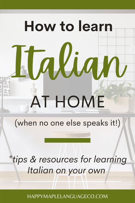 Wondering how to learn Italian when you are at home and have no one to practice with? -- Thankfully there are lots of awesome resources and tips that you can use to be successful! -- This post gives a list of resources to get you started and some tips for studying Italian on your own effectively -- #happymaplelanguageco #learnitalian #learnathome #italianlanguage #italianforbeginners #italian #learnalanguage #learnitalianonline #italianstudent #teacherblog #teacher #education How To Learn Italian, Language Learning Tips, Tips For Studying, Italian Courses, Writing Homework, Basic Italian, Learn To Speak Italian, Italian Grammar, Florence Italy Travel